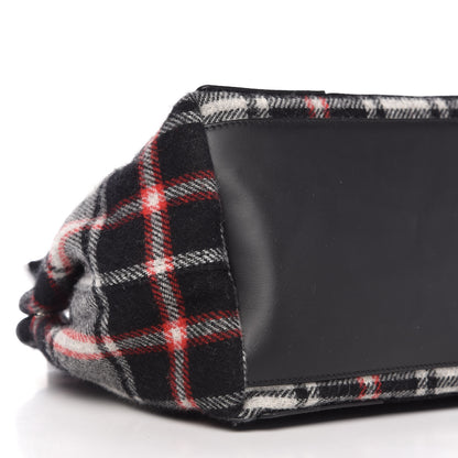 Balenciaga Wool Plaid S Navy Cabas Black Red 6 of 10