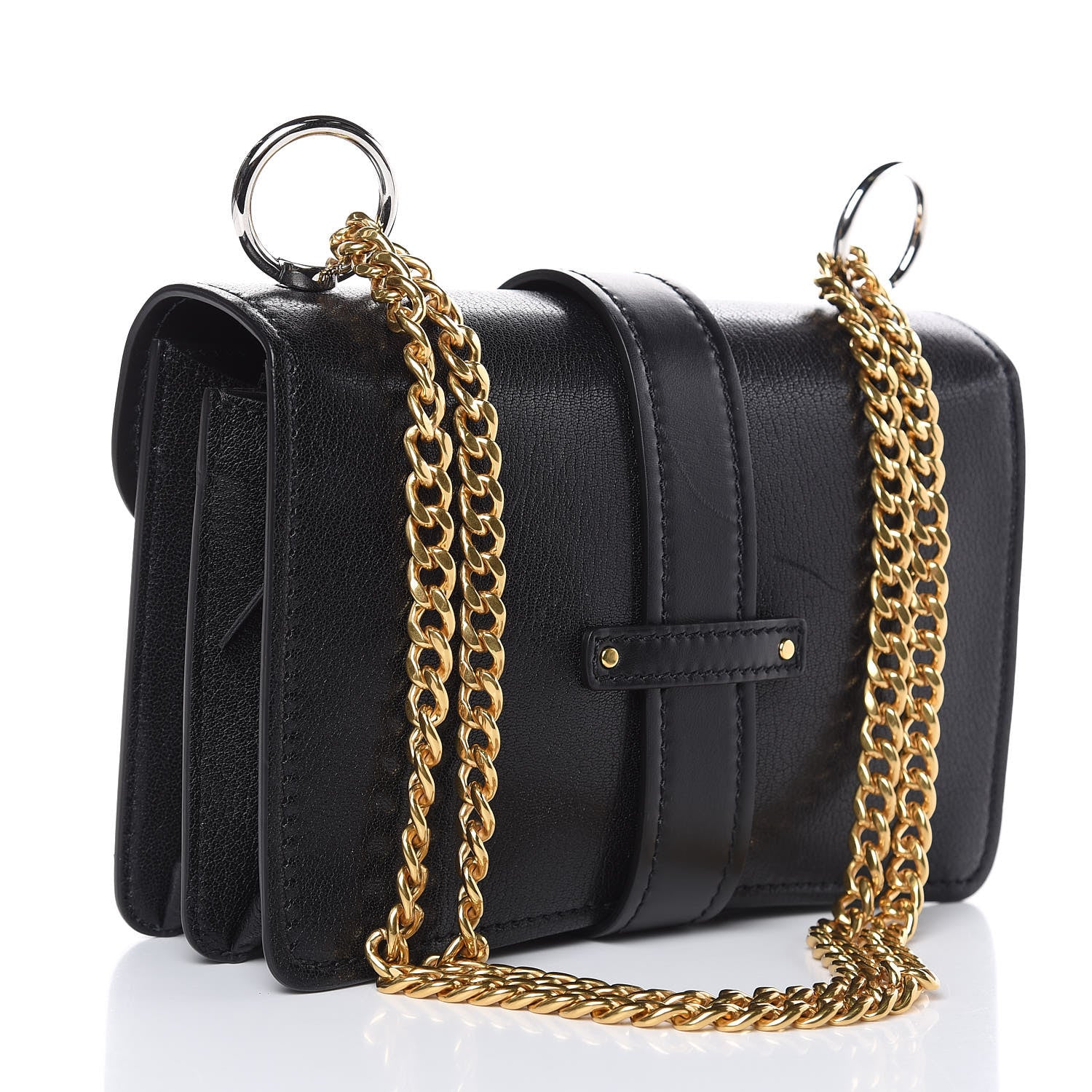Chloe Shiny Goatskin Calfskin Aby Chain Shoulder Bag Black 3 of 11