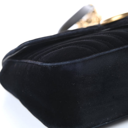 Gucci Velvet Matelasse Small GG Marmont Shoulder Bag Black 10 of 17