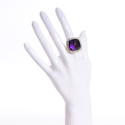 David Yurman Sterling Silver Diamond Amethyst 20mm Albion Statement Ring 54 6.75 2 of 6
