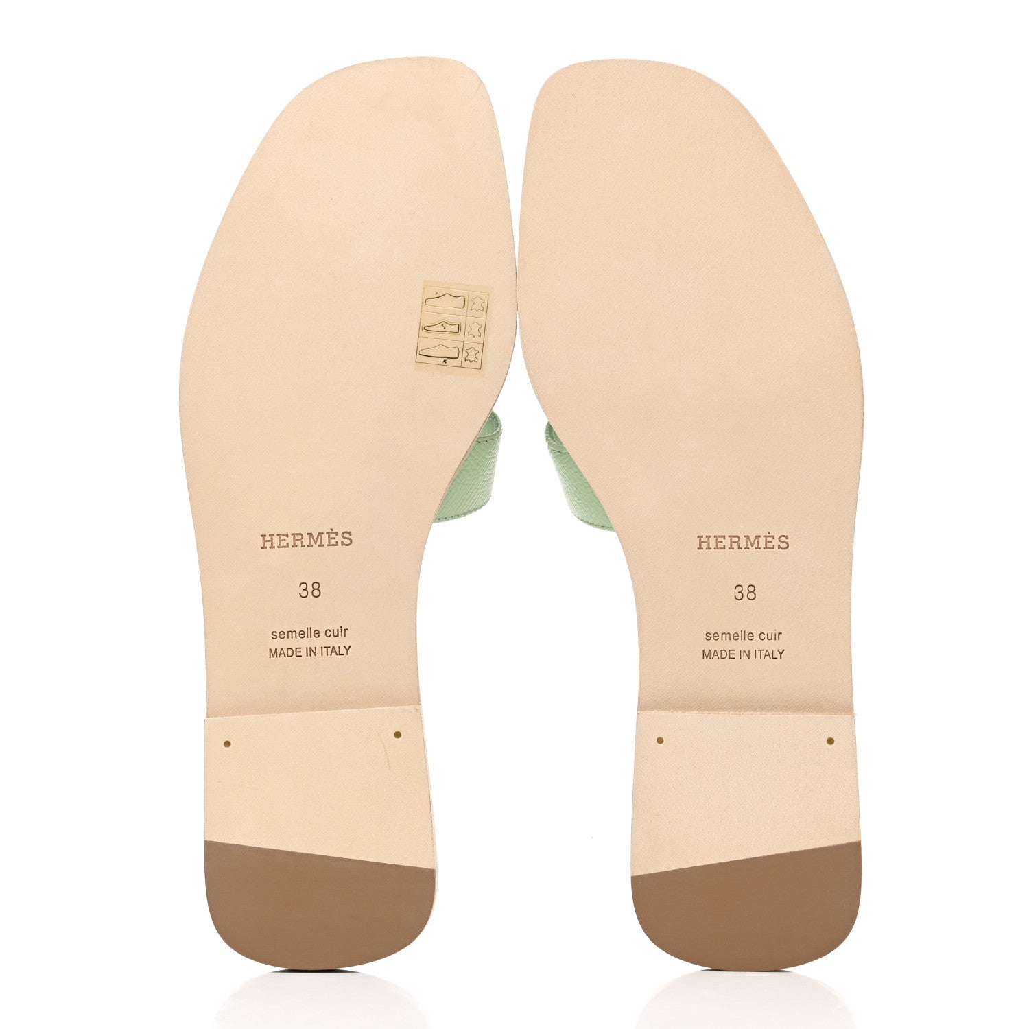 Hermes Epsom Oran Sandals 38 Vert Jade 5 of 9