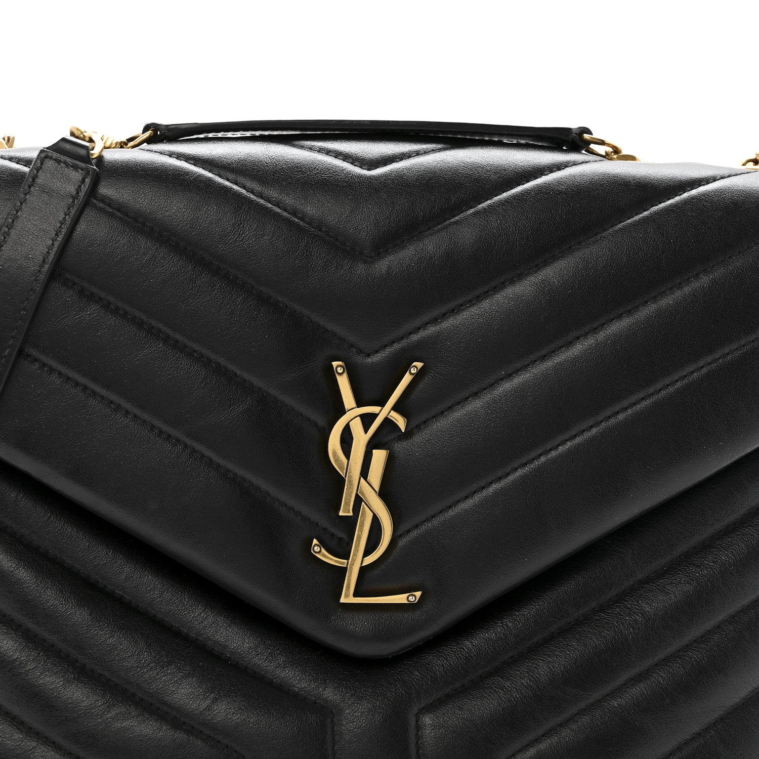 Saint Laurent Calfskin Y Quilted Monogram Medium Loulou Chain Satchel Black 8 of 17