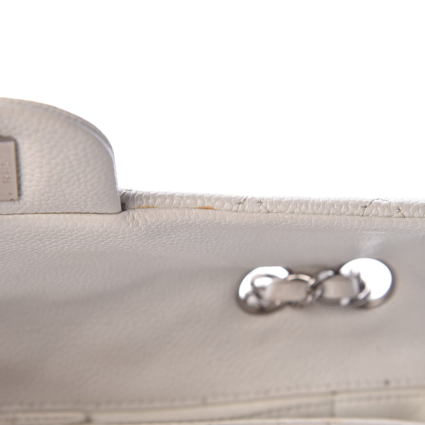 Soft Caviar Quilted East West Flap White