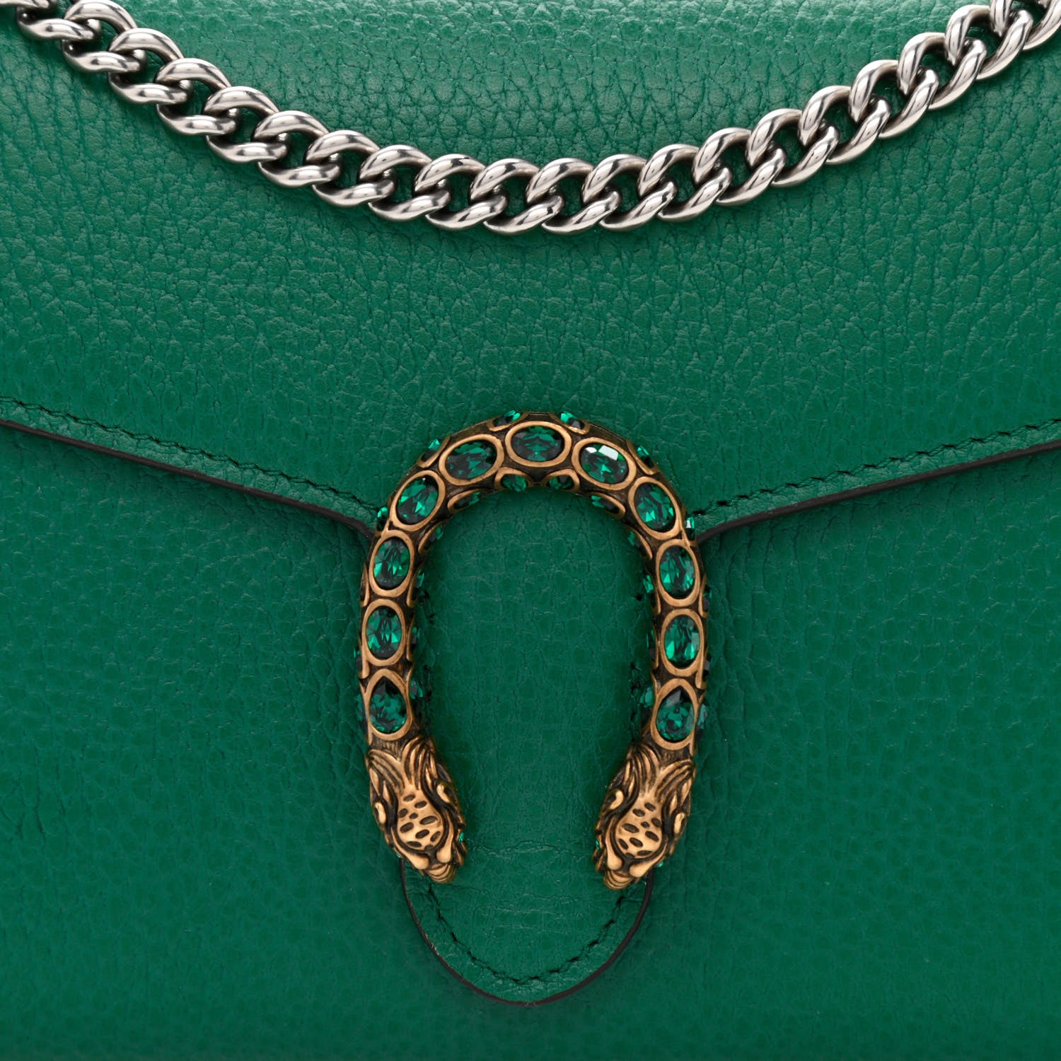 Gucci Calfskin Mini Dionysus Chain Wallet Emerald 8 of 11