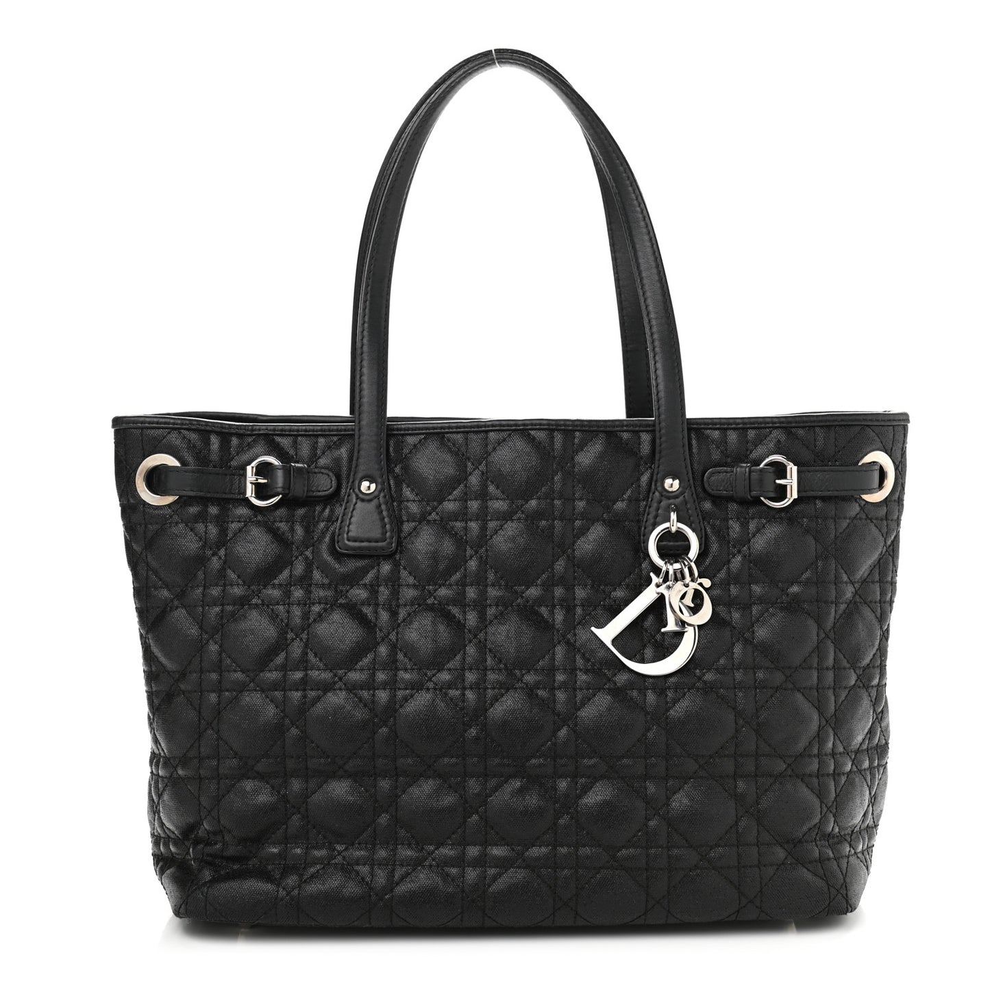 Coated Canvas Cannage Small Panarea Tote Black