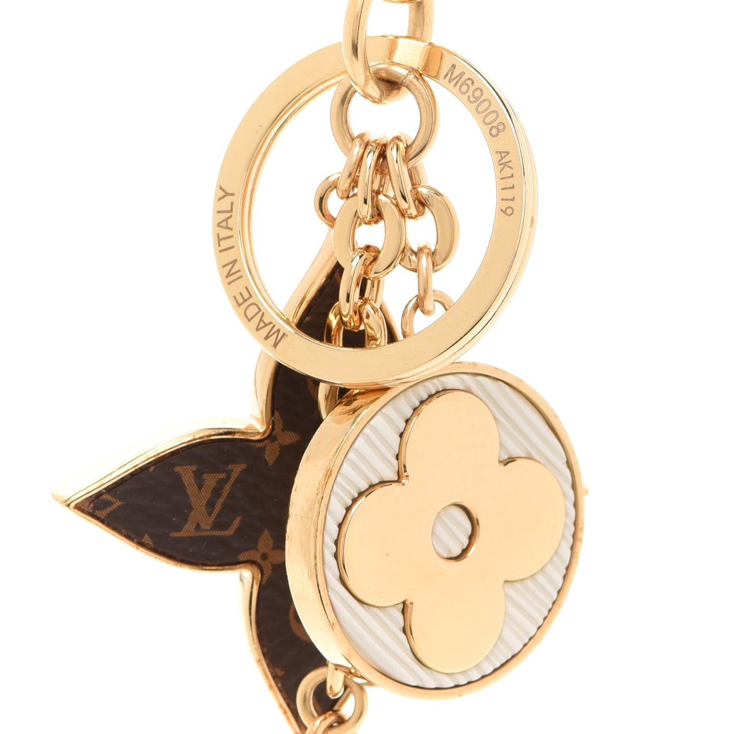 Metal Monogram Epi Spring Street Bag Charm Key Holder Gold