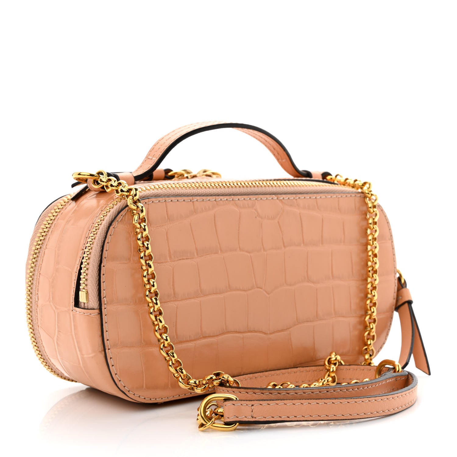 Chloe Calfskin Crocodile Embossed Mini C Vanity Bag Nut 3 of 12