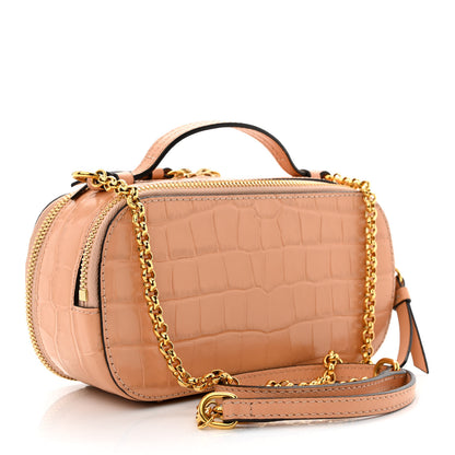 Chloe Calfskin Crocodile Embossed Mini C Vanity Bag Nut 3 of 12