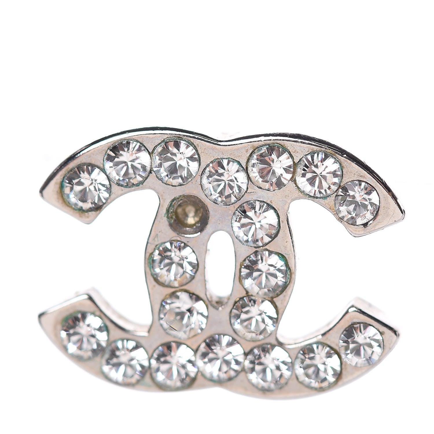 Chanel Crystal Mini Timeless CC Earrings Silver 3 of 6