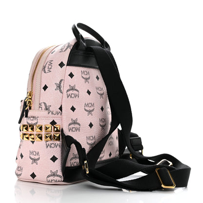 MCM Visetos Side Stud Mini Stark Backpack Pink Black 2 of 13