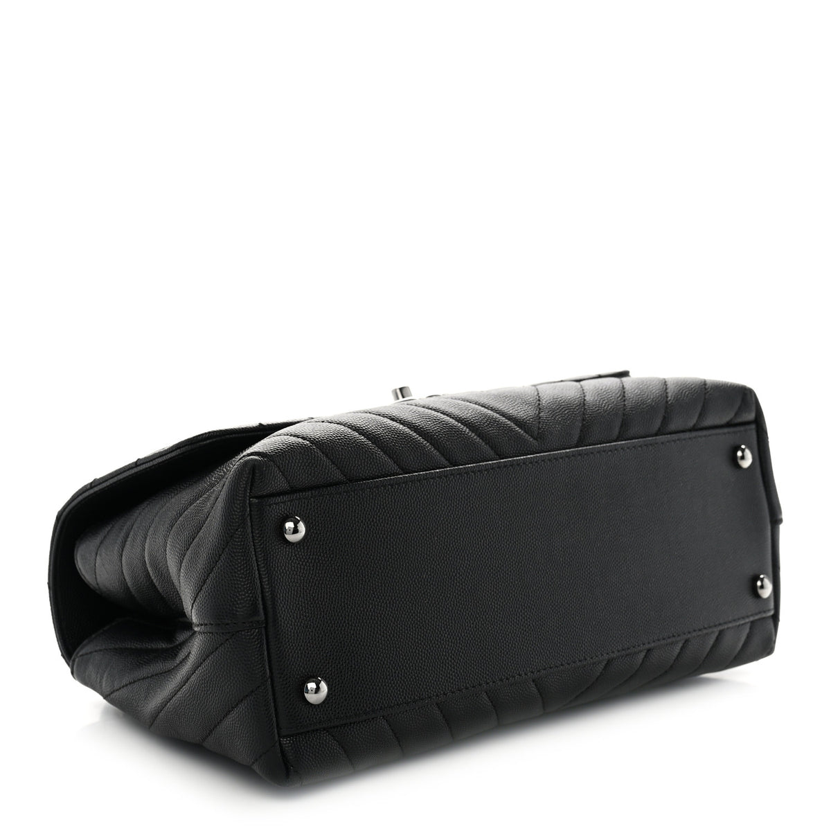 Caviar Chevron Quilted Small Coco Handle Flap So Black
