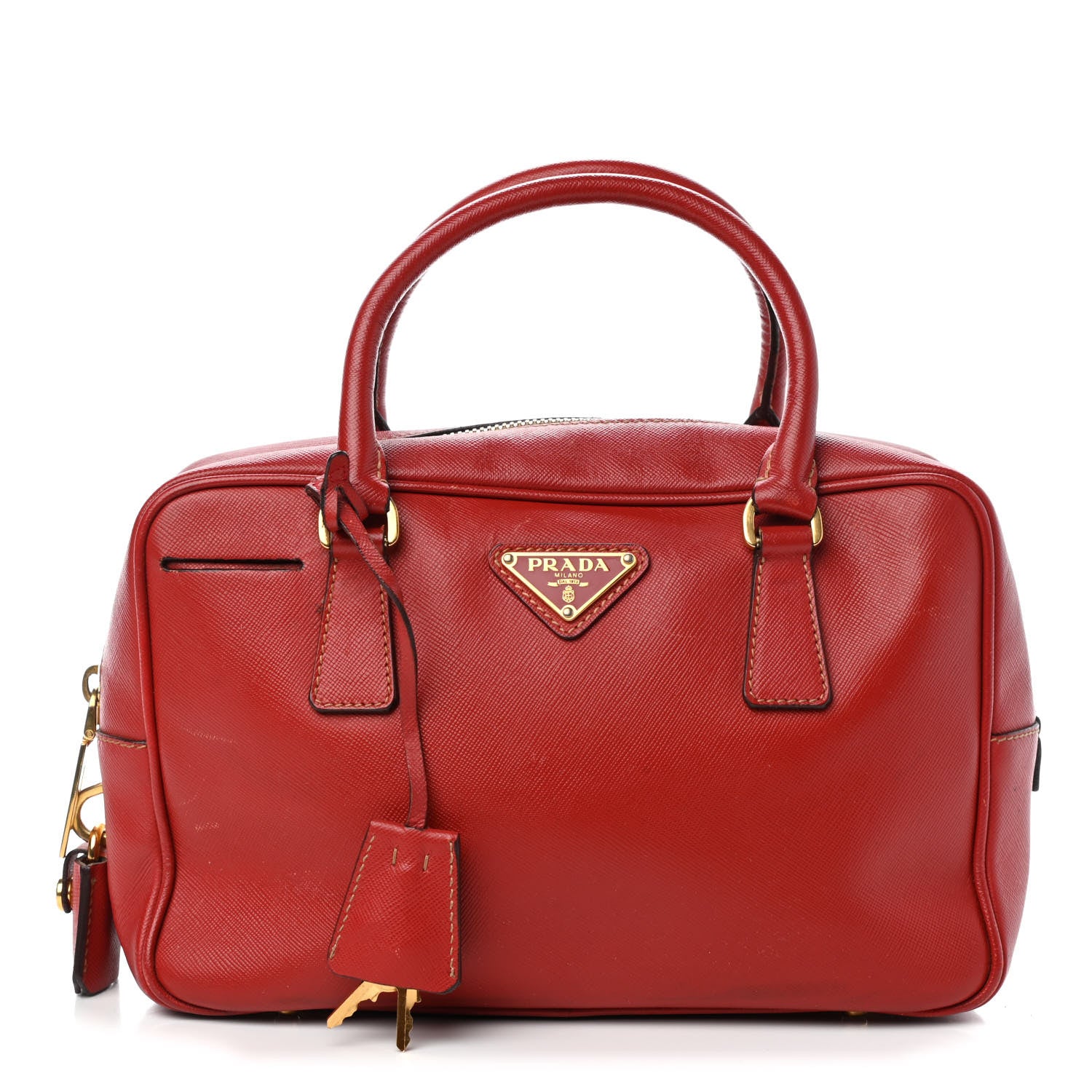 Prada Saffiano Lux Bowler Fuoco 1 of 11