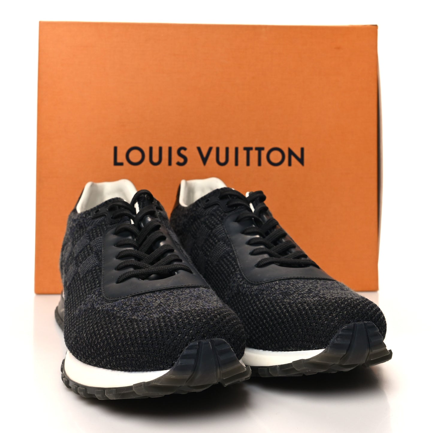 Calfskin Damier Run Away Sneakers 10 Graphite
