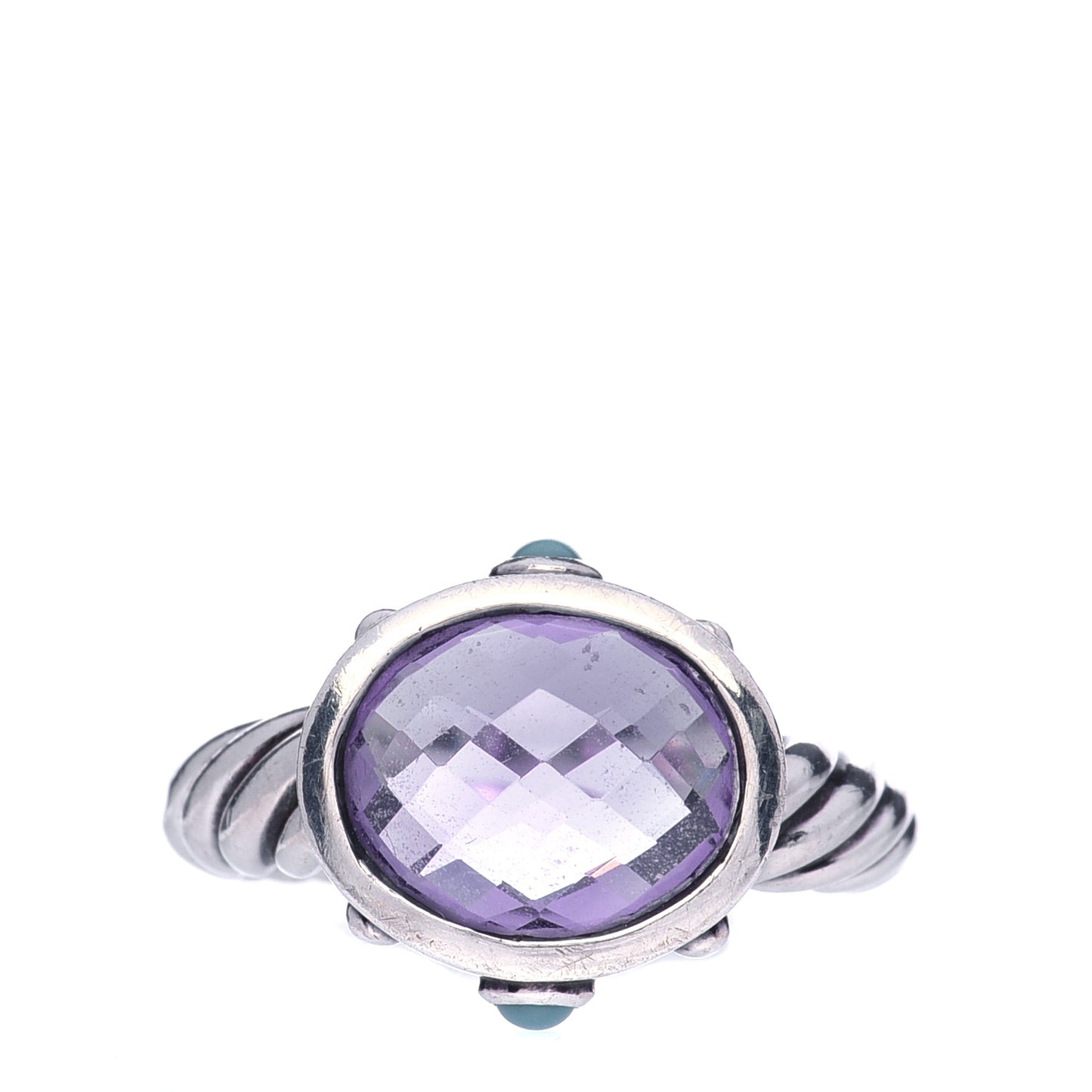 Sterling Silver Amethyst Turquoise 11mm Renaissance Ring 57 8