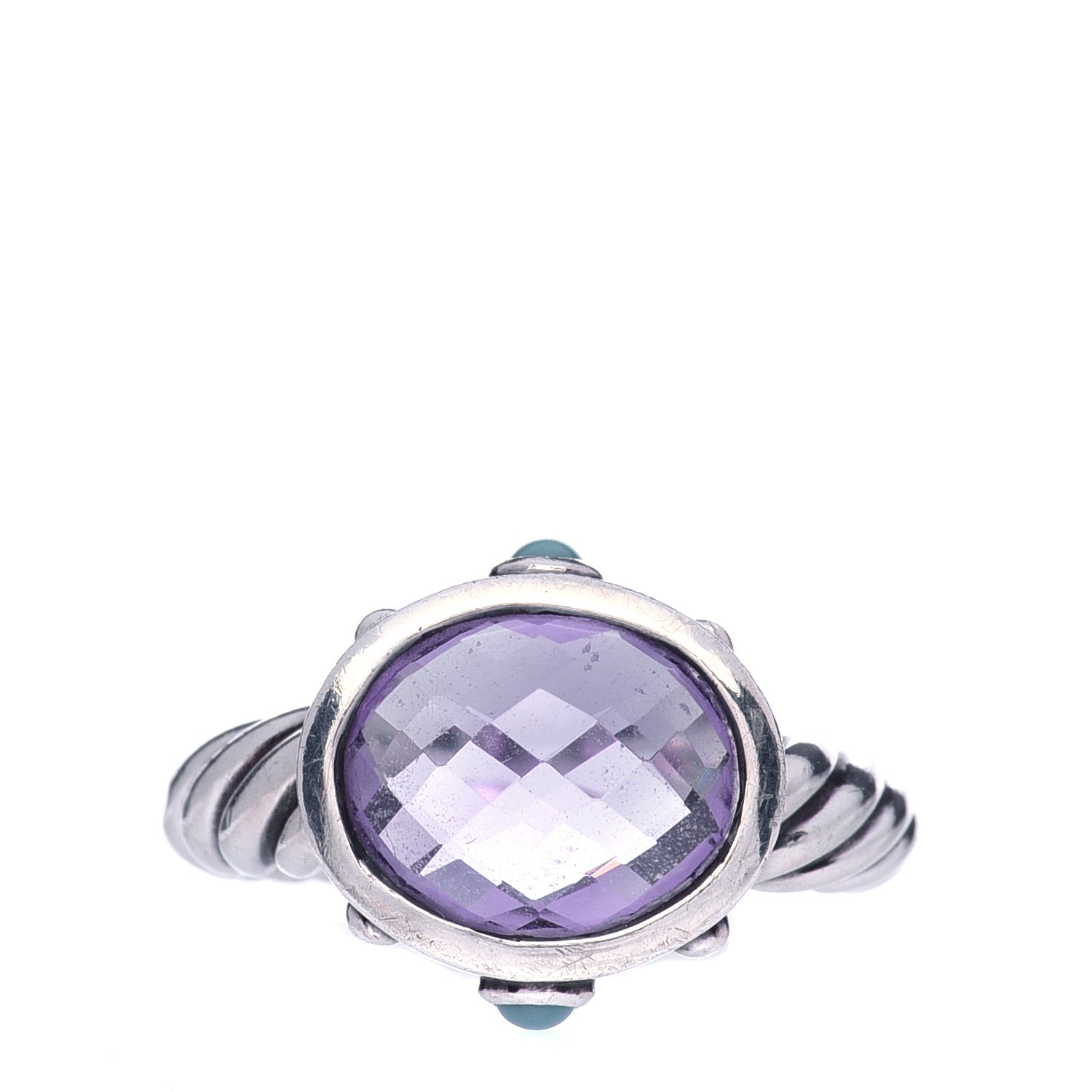 David Yurman Sterling Silver Amethyst Turquoise 11mm Renaissance Ring 57 8 1 of 6