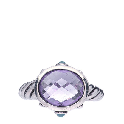David Yurman Sterling Silver Amethyst Turquoise 11mm Renaissance Ring 57 8 1 of 6