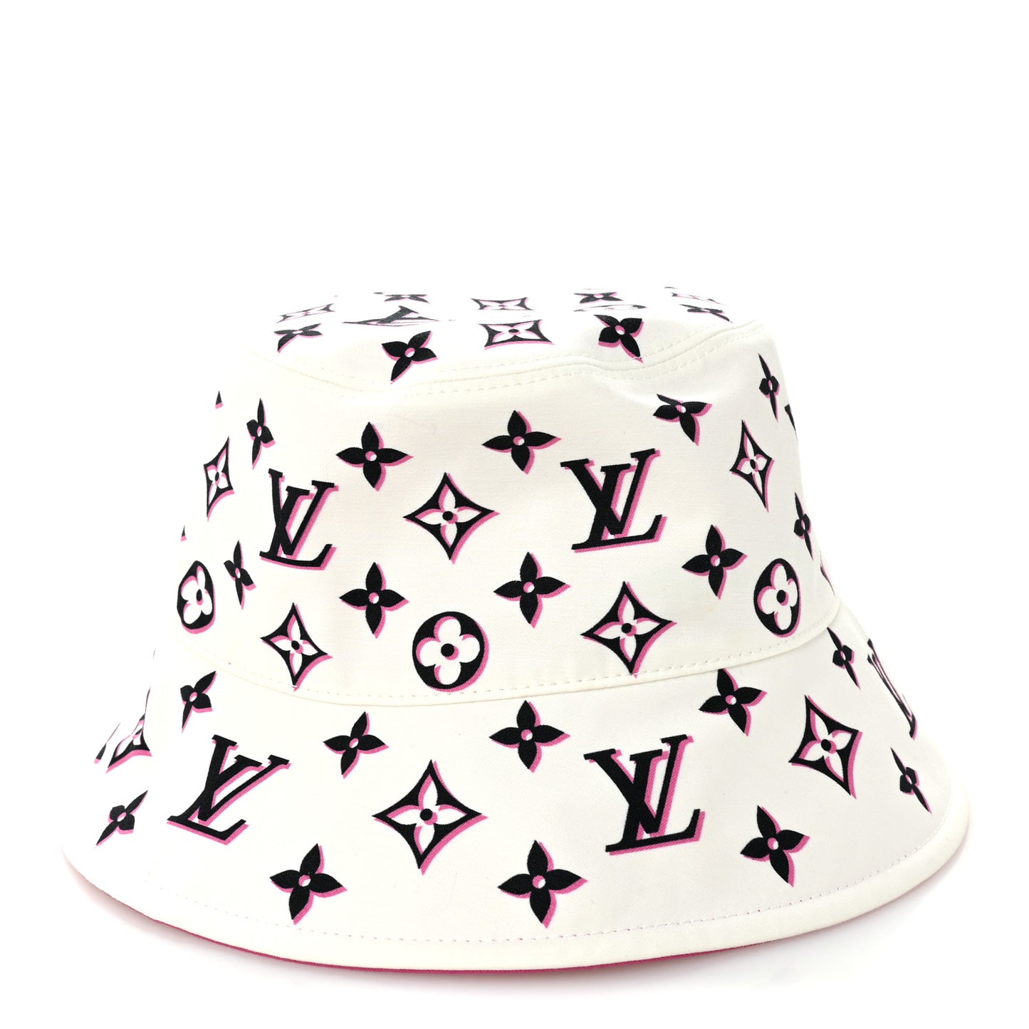 Cotton Monogram Infinity Reversible Bob Bucket Hat S Pink White