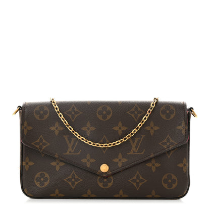 Louis Vuitton Monogram Pochette Felicie Chain Wallet Fuchsia 1 of 12
