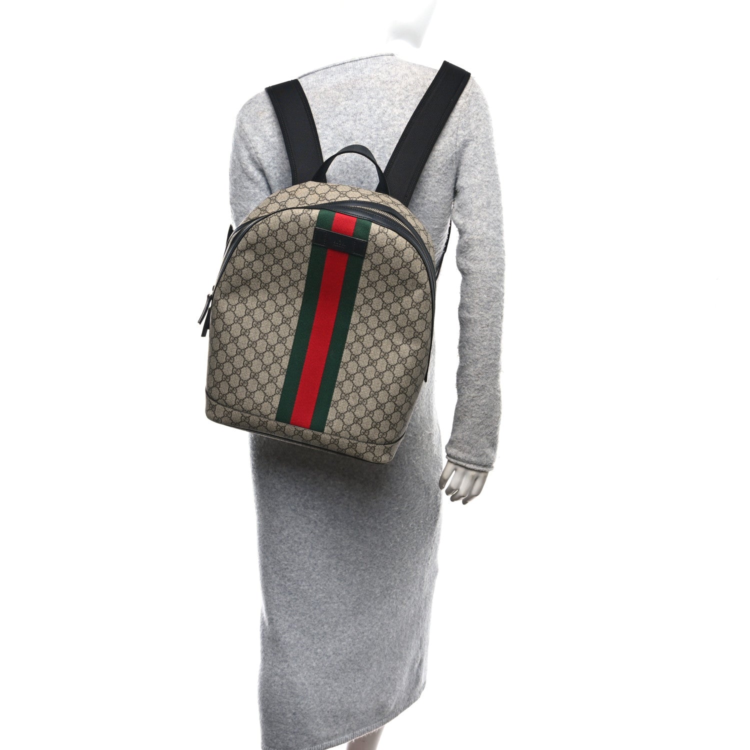Gucci GG Supreme Monogram Web Dome Backpack Black 2 of 10