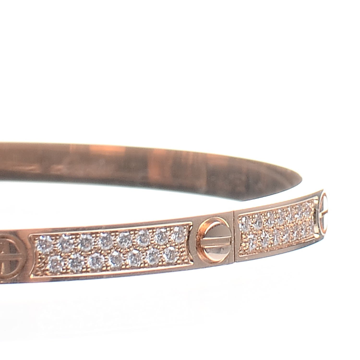 Cartier 18K Pink Gold Diamond Small LOVE Paved Bracelet 17 4 of 6