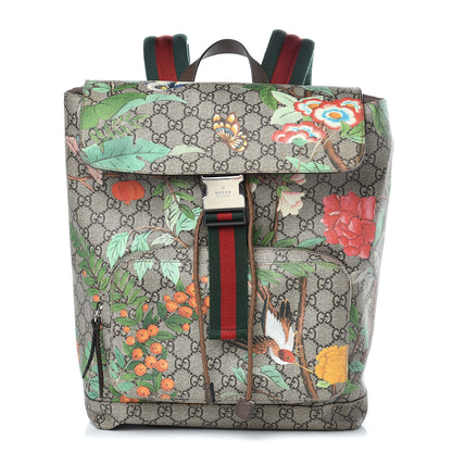 Gucci GG Supreme Monogram Tian Web Single Buckle Backpack Beige Multicolor New Acero 1 of 11