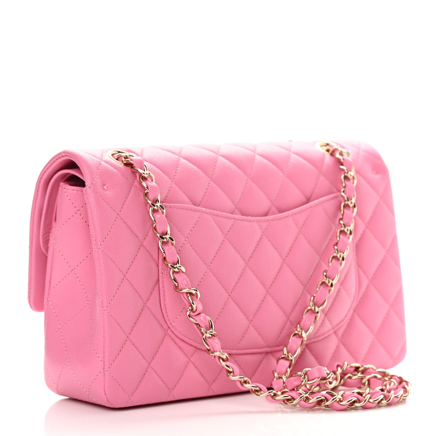 Caviar Quilted Medium Double Flap Pink