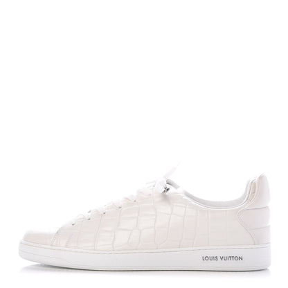 Louis Vuitton Calfskin Crocodile Embossed Frontrow Sneakers 44 White 1 of 9