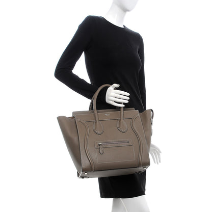 Celine Drummed Calfskin Mini Luggage Souris 2 of 8