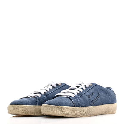 Saint Laurent Distressed Suede Womens Court Classic Sneakers 36 Denim 3 of 9