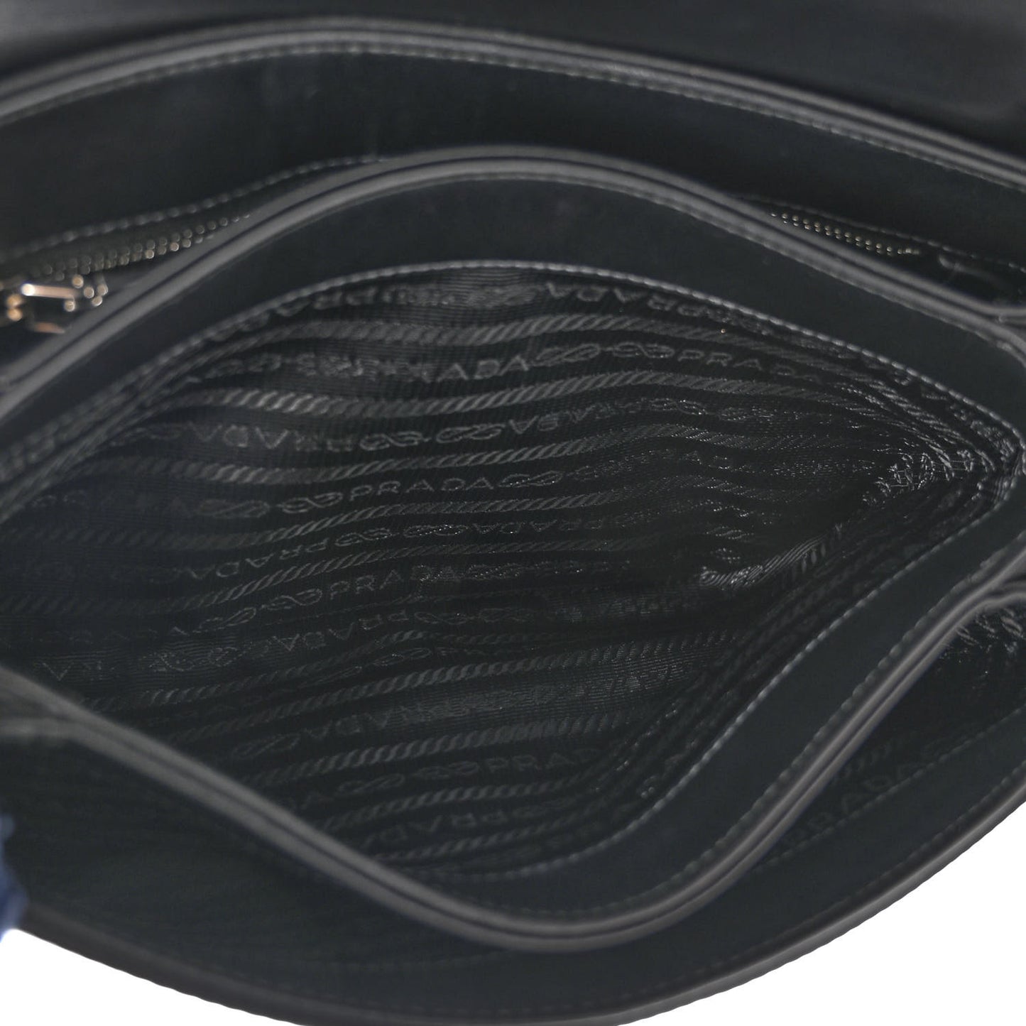 Saffiano Tessuto Nylon Chain Shoulder Bag Black