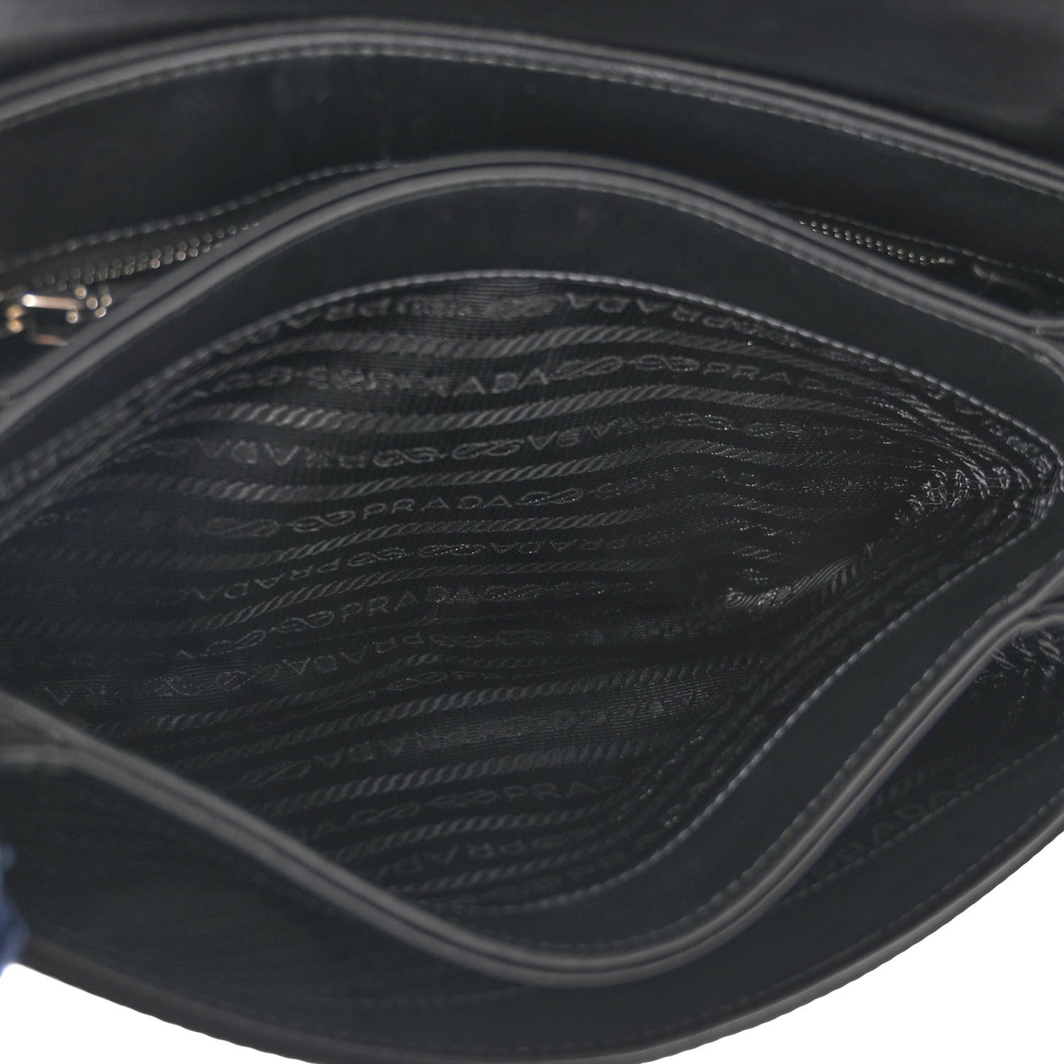 Prada Saffiano Tessuto Nylon Chain Shoulder Bag Black 6 of 11