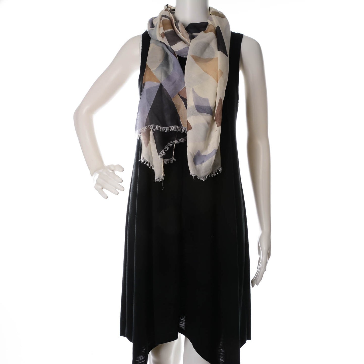 Modal Cashmere Silk Scarf Black White Brown