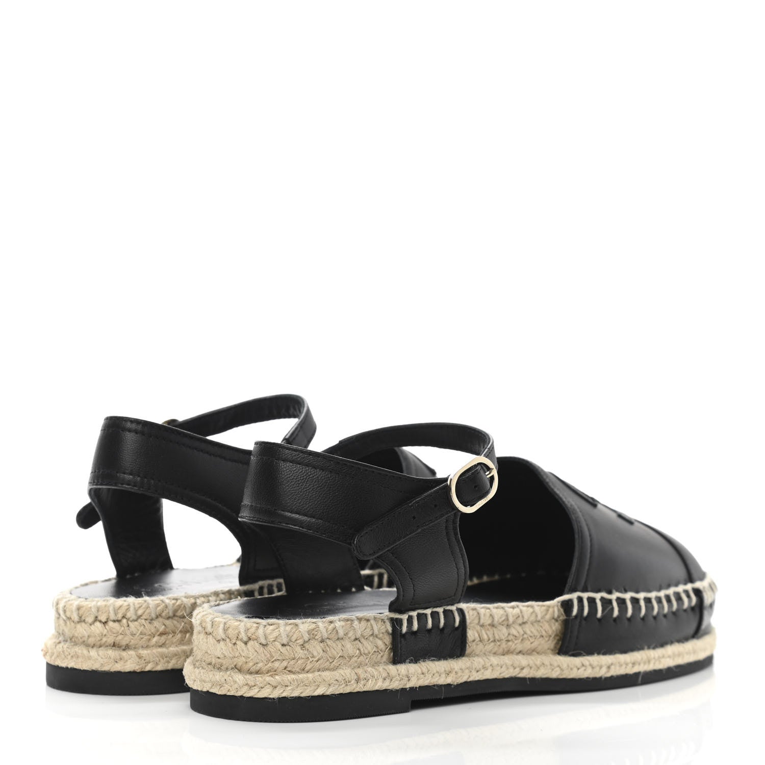 Chanel Lambskin Cap Toe CC Espadrilles Sandals 35 Black 4 of 8