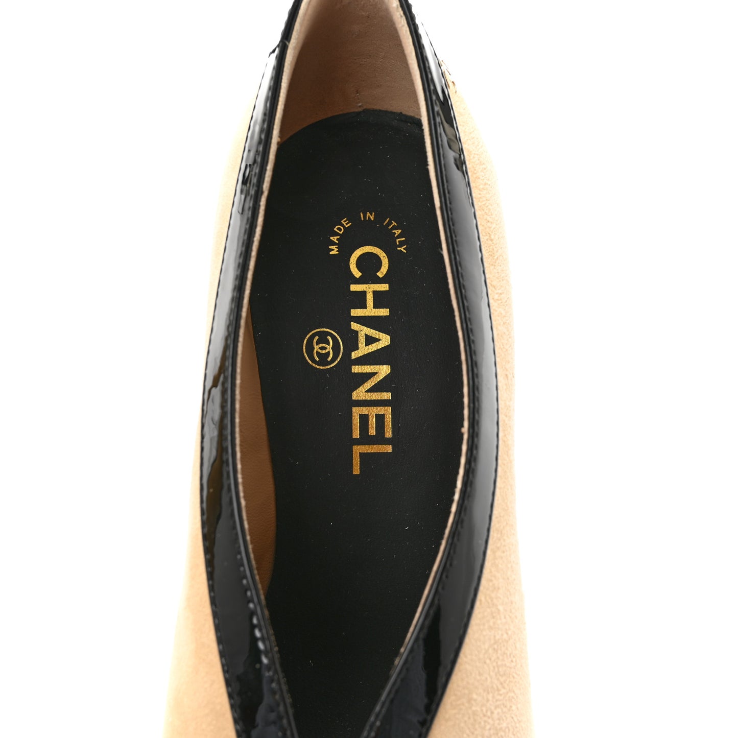 Suede Patent Calfskin Pumps 38.5 Beige Black
