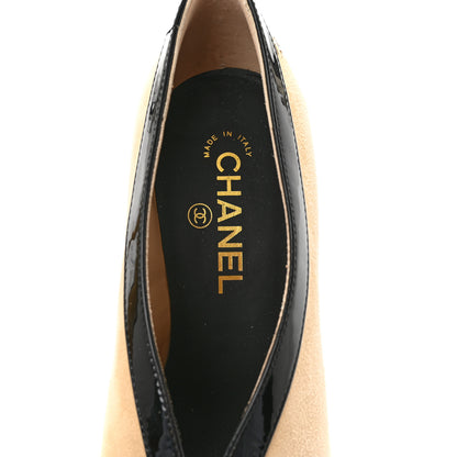 Chanel Suede Patent Calfskin Pumps 38.5 Beige Black 7 of 10