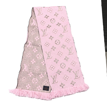 Louis Vuitton Wool Silk Logomania Shine Scarf Pink 2 of 3