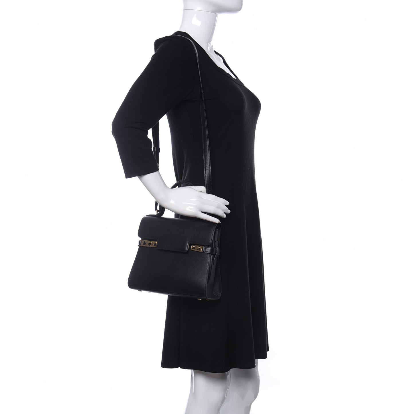 Smooth Calfskin Mini Tempete Satchel Black
