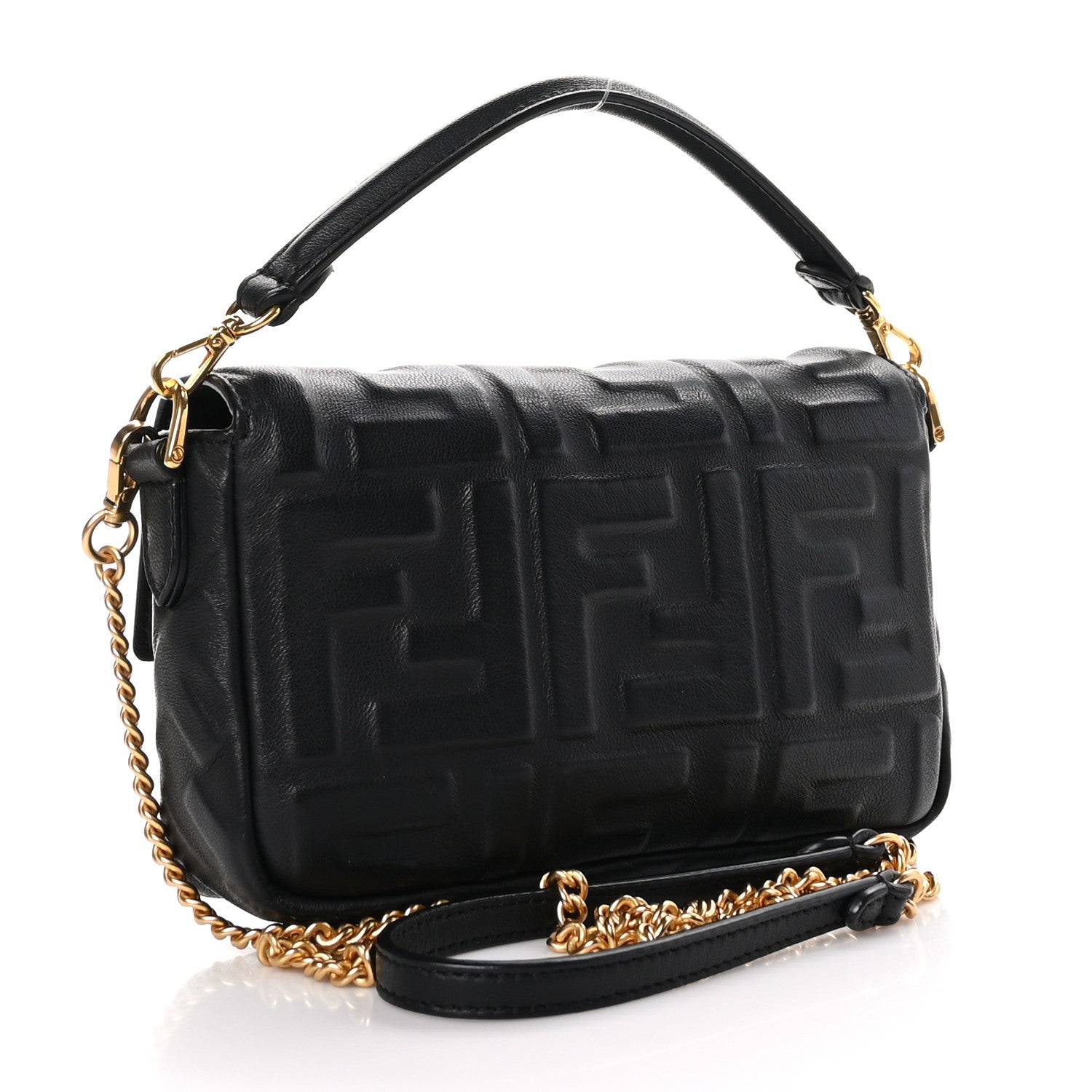 Fendi Nappa FF 1974 Embossed Mini Baguette Black 3 of 9