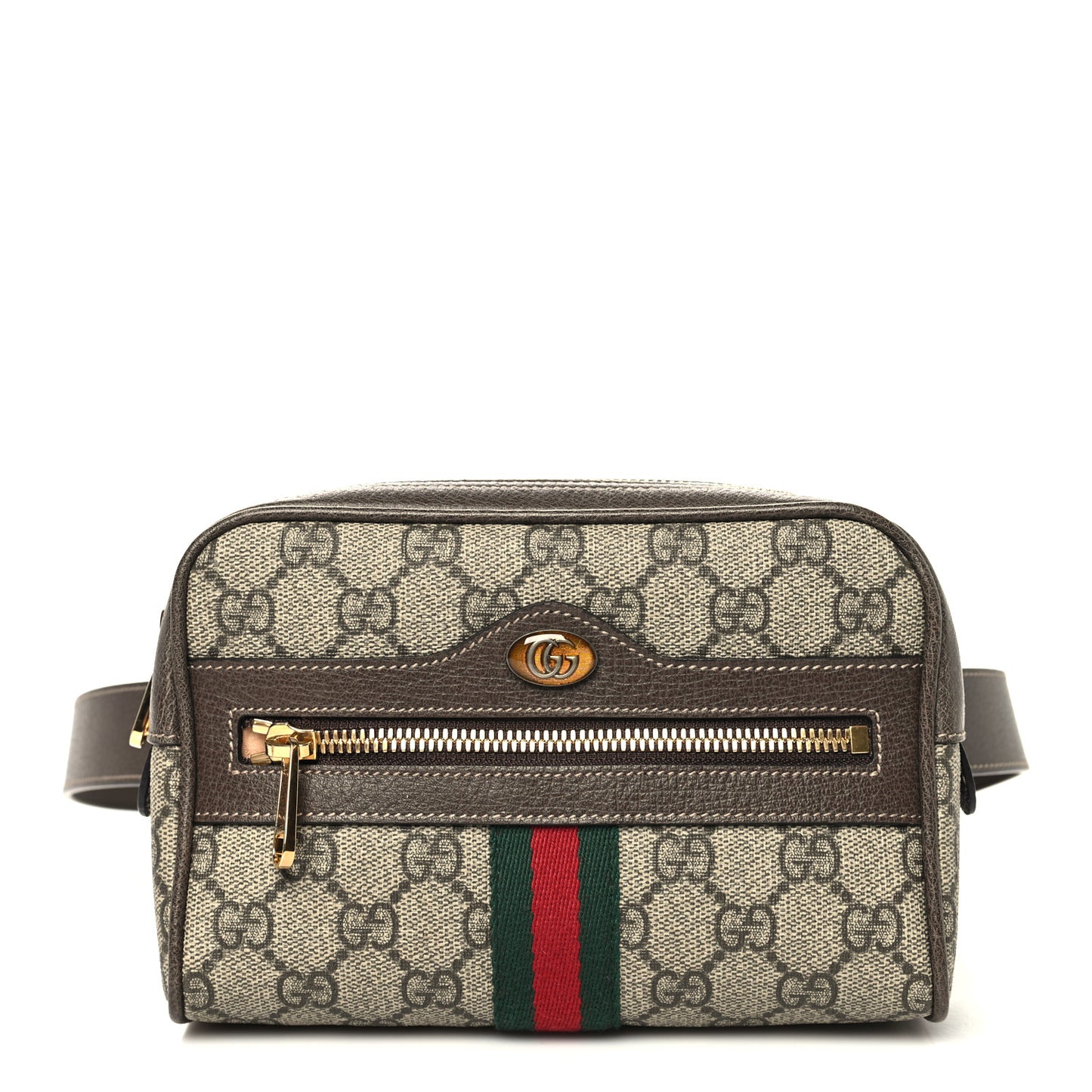 GG Supreme Monogram Web Small Ophidia Belt Bag 75 30 Dark Brown