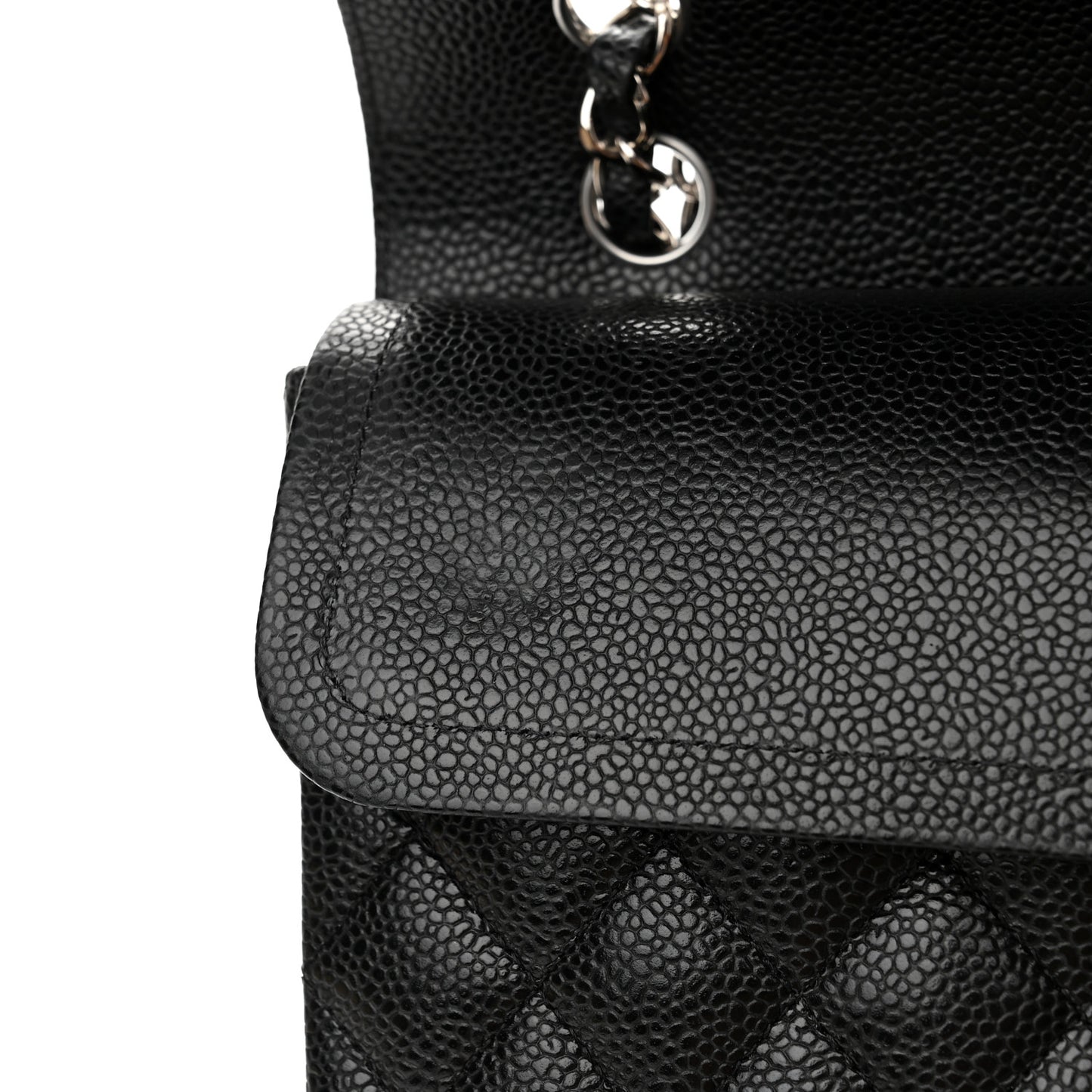 Caviar Quilted Medium Double Flap Black