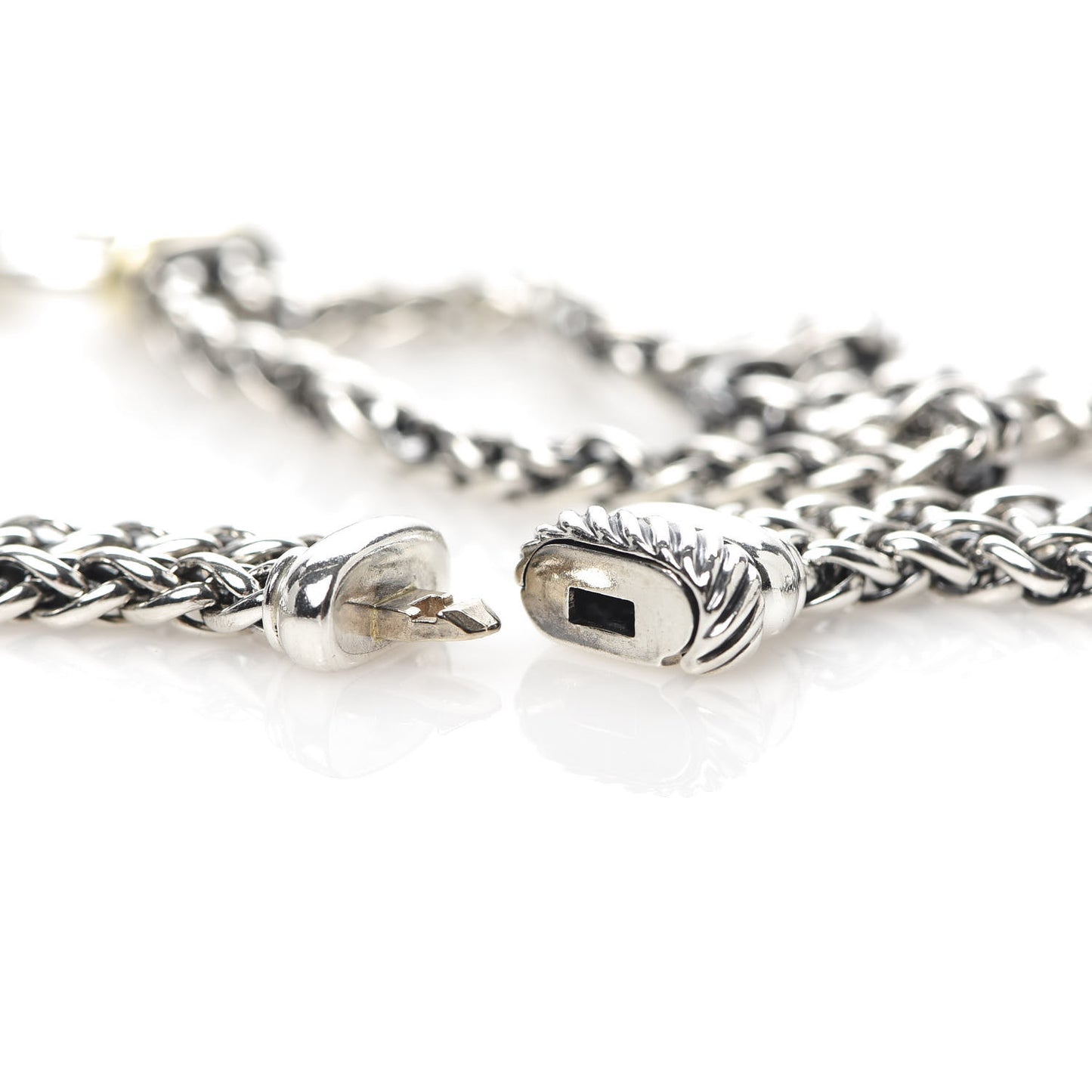 Sterling Silver 18K Yellow Gold 8mm Double Wheat Chain Necklace
