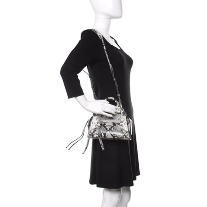 Balenciaga Grained Calfskin Snake Effect Neo Classic Silver Hardware Mini City Black White 2 of 10