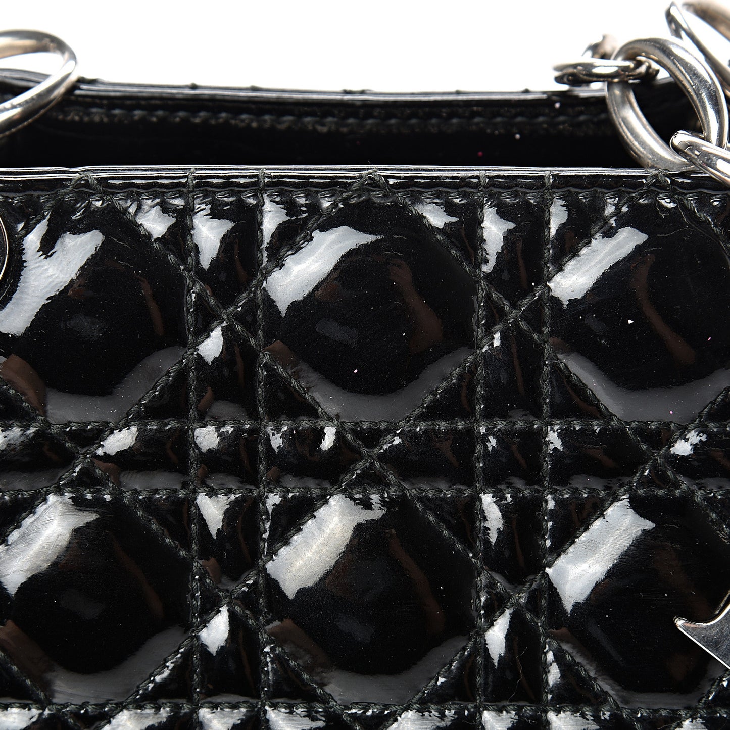 Patent Cannage Dior Soft Zipped Shopping Tote Black