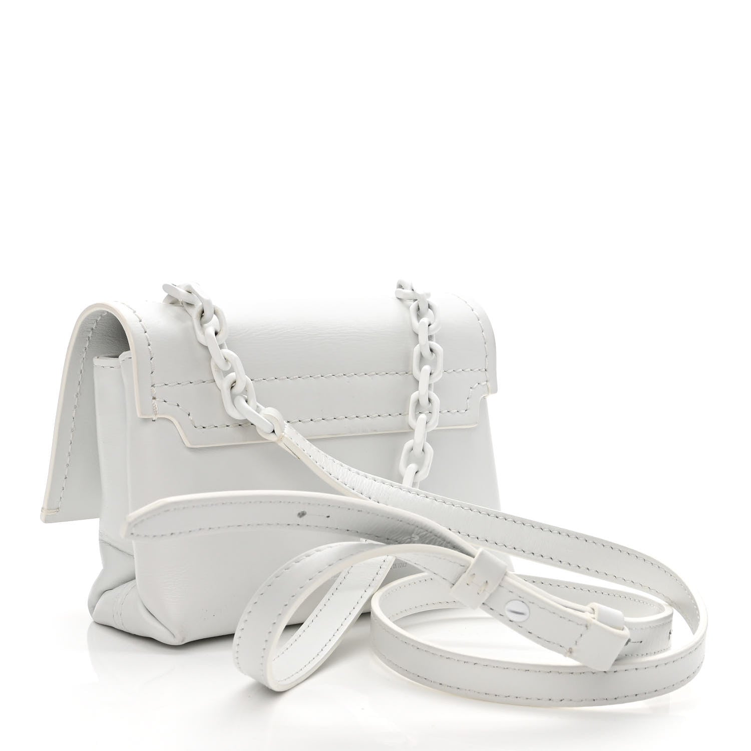 Off-White Calfskin Striped Diag Binder Flap Bag White 3 of 10