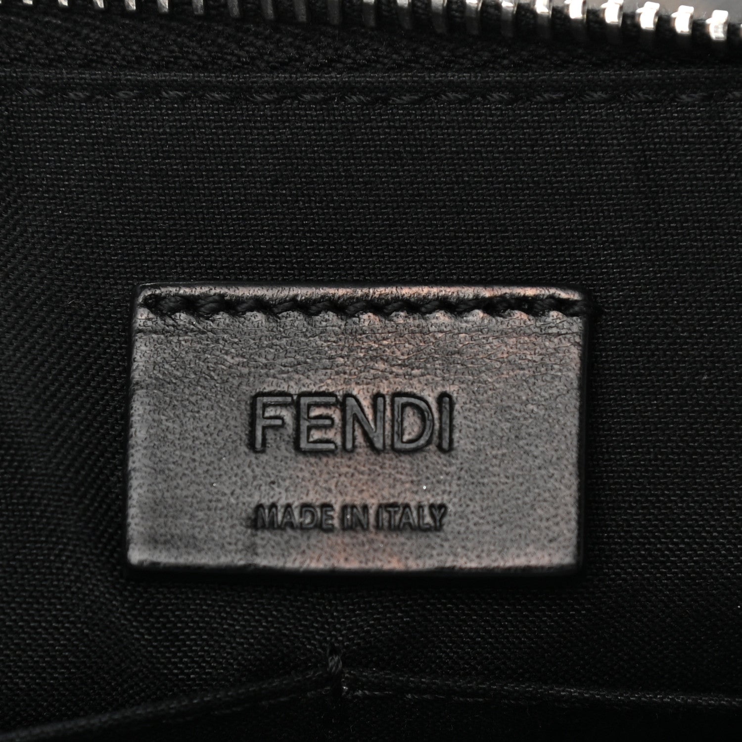 Fendi Glazed Fabric Vitello Liberty FF 1974 Diagonal Flat Clutch Tobacco Rosso Black 6 of 8
