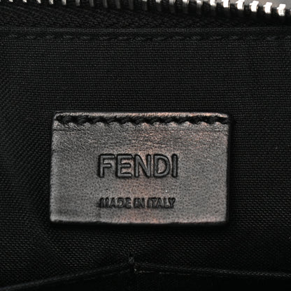 Fendi Glazed Fabric Vitello Liberty FF 1974 Diagonal Flat Clutch Tobacco Rosso Black 6 of 8