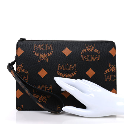 MCM Maxi Visetos Medium Aren Wristlet Zip Pouch Black 2 of 7