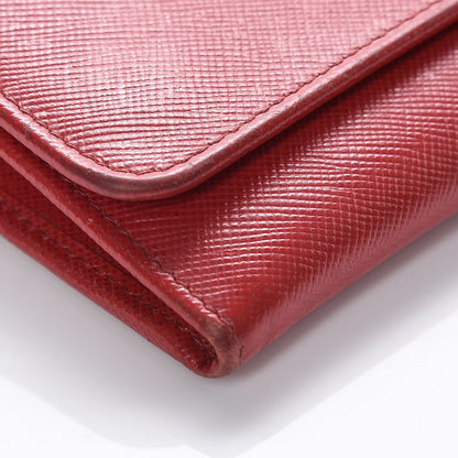 Prada Saffiano Metal Oro Chain Wallet Fuoco 5 of 21