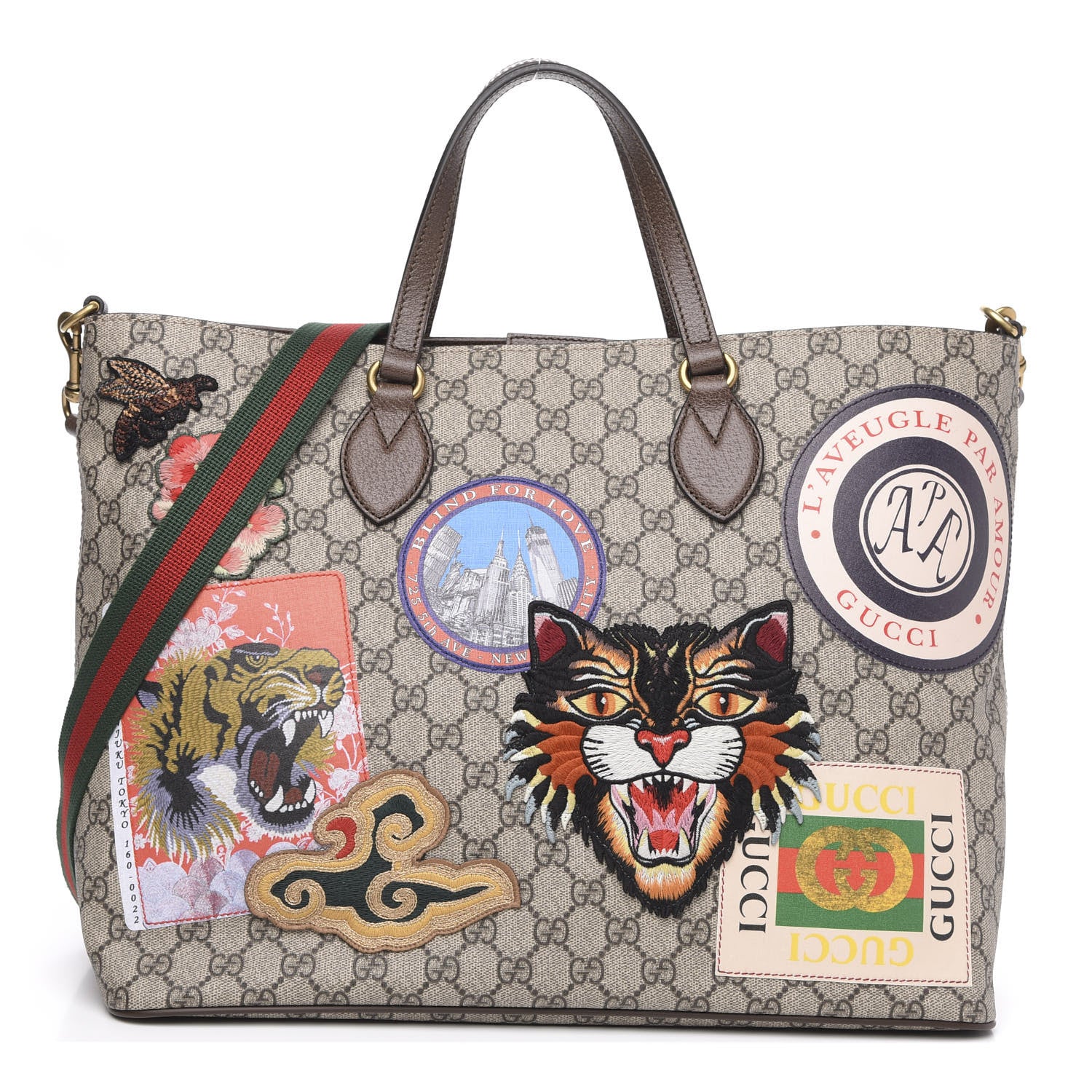 Gucci Soft GG Supreme Monogram Courrier Medium Crossbody Tote Beige New Acero 1 of 10
