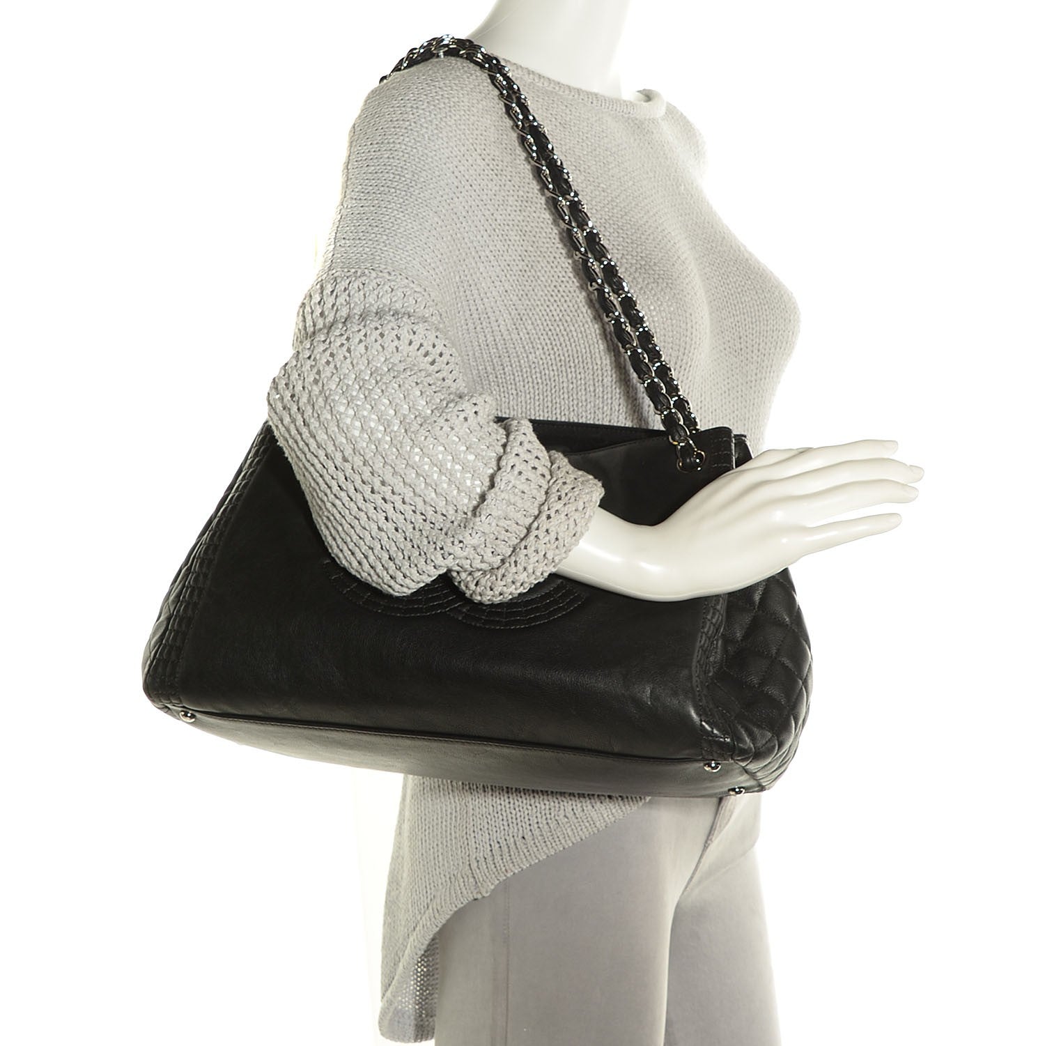 Chanel Calfskin Coco Bengal Open Accordion Tote Black 2 of 7